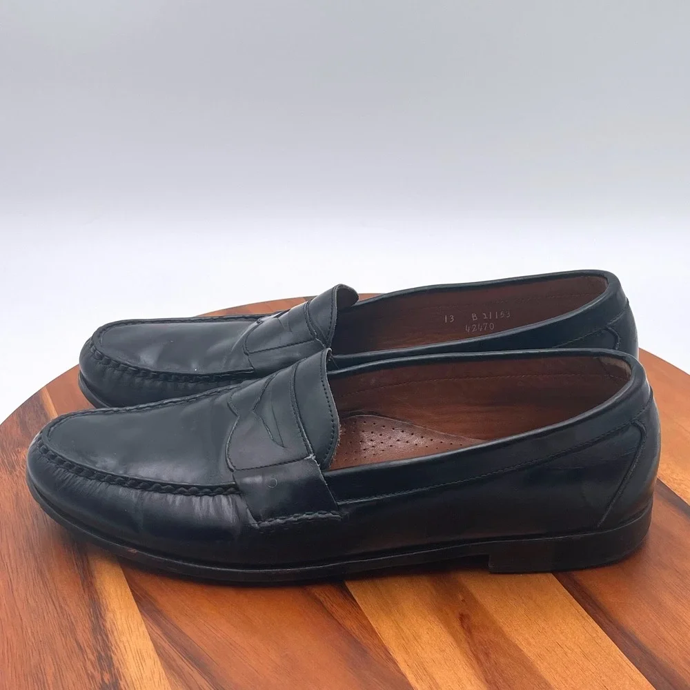 Allen Edmonds Walden Black Leather Penny Loafers Mens 13 B Made in USA 42470